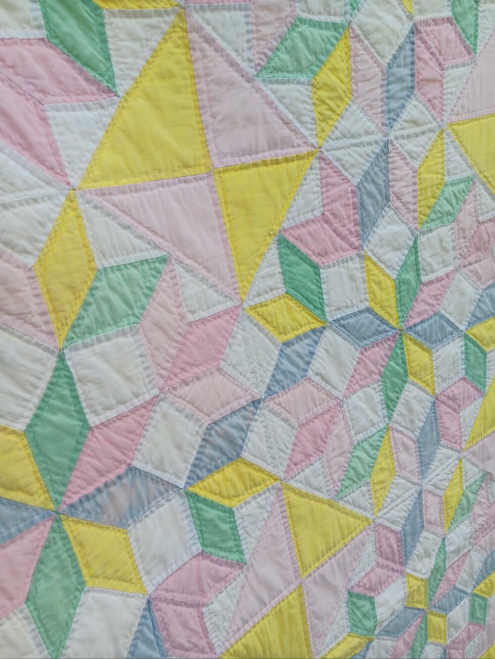 Antique Handstitched Pastel Patchwork Quilt - Picture 3 of 13